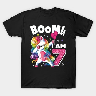 Kids Dabbing Birthday Shirt 7 Years Old Birthday Outfit Girls T-Shirt